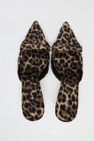 ANIMAL PRINT BOW HIGH HEEL MULES