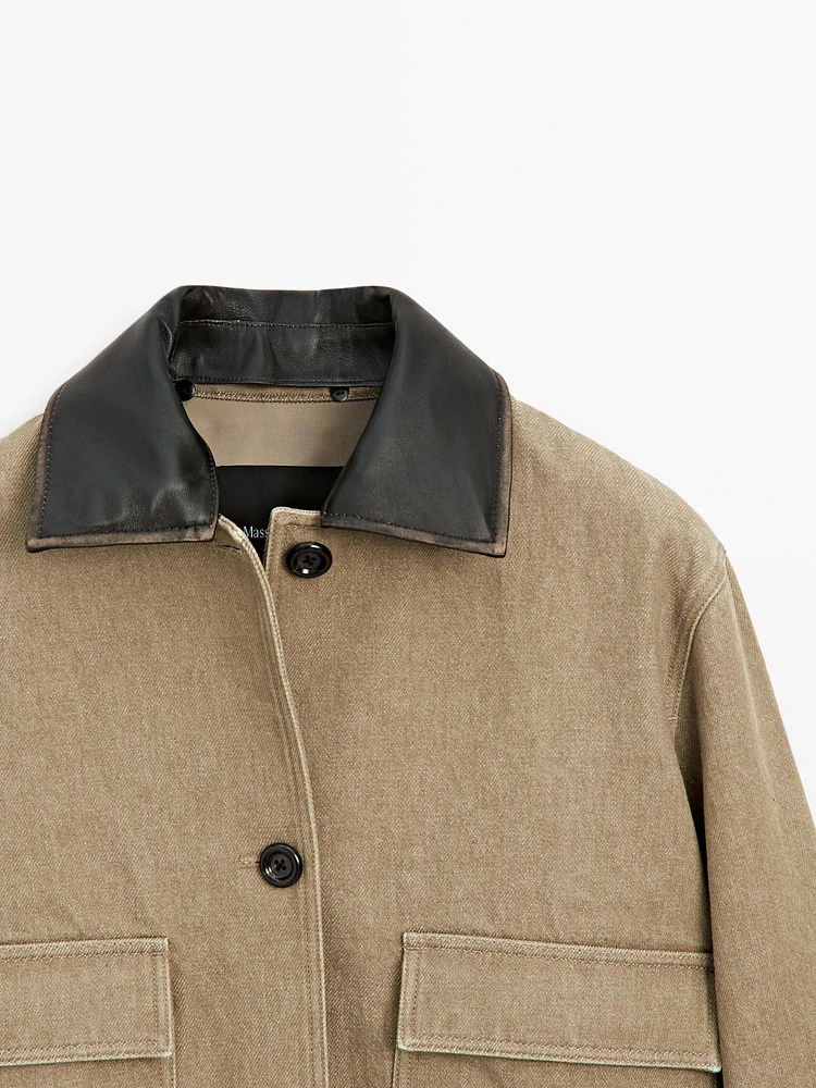 Veste avec col en cuir amovible