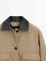Veste avec col en cuir amovible