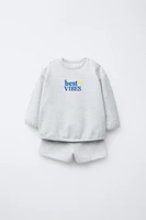 ENSEMBLE SWEAT ET BERMUDA À INSCRIPTION