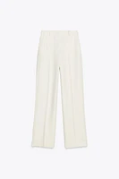 STRAIGHT LEG PANTS WITH FRAYED SIDE STRIPE