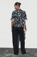 EMBROIDERED EYELET PRINTED SHIRT