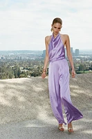 SATIN EFFECT HALTER JUMPSUIT