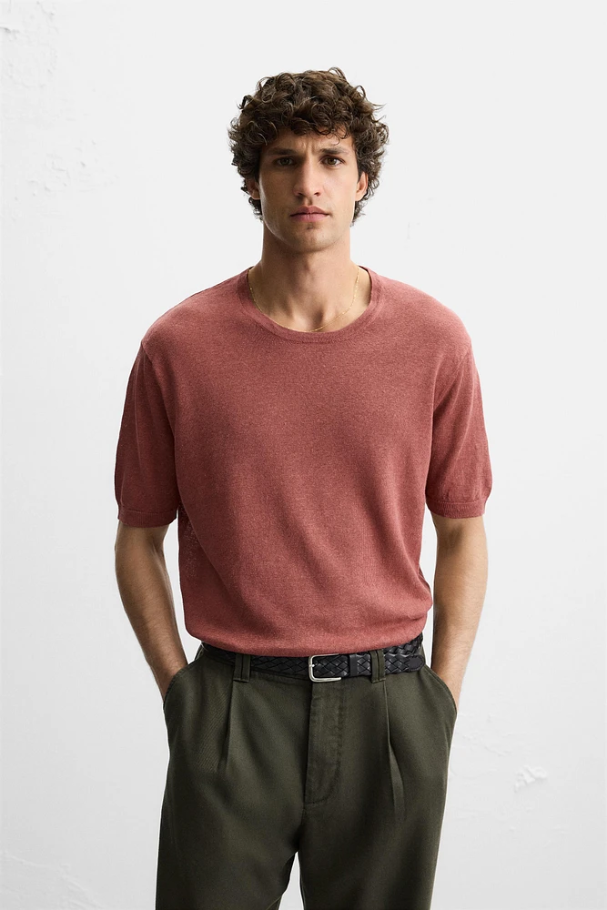 T-SHIRT EN MAILLE 100 % LIN