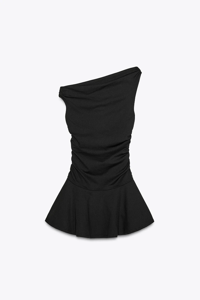 RUCHED TEXTURED DRESS