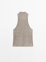 Knit cotton blend crossover top