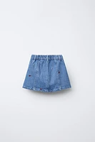 EMBROIDERED DENIM SKIRT