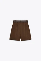 PLEATED BELT SHORTS