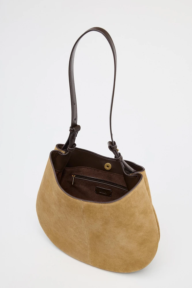 SPLIT LEATHER SHOULDER BAG