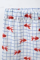 9-18 MOIS/ ENSEMBLE IMPRIMÉ GOLDEN FISH KIMONO ET BERMUDA