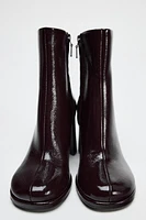 FAUX PATENT LEATHER HEELED ANKLE BOOTS