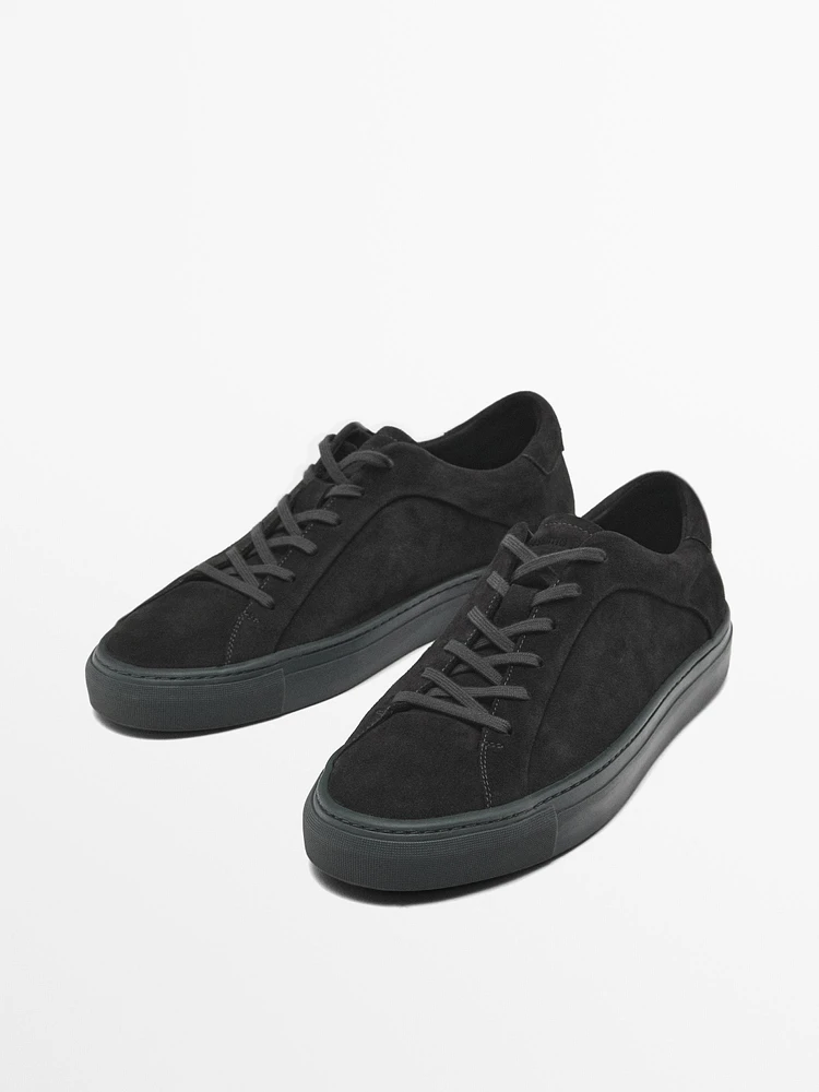 Split suede trainers