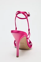 SATIN EFFECT HEELED SANDALS