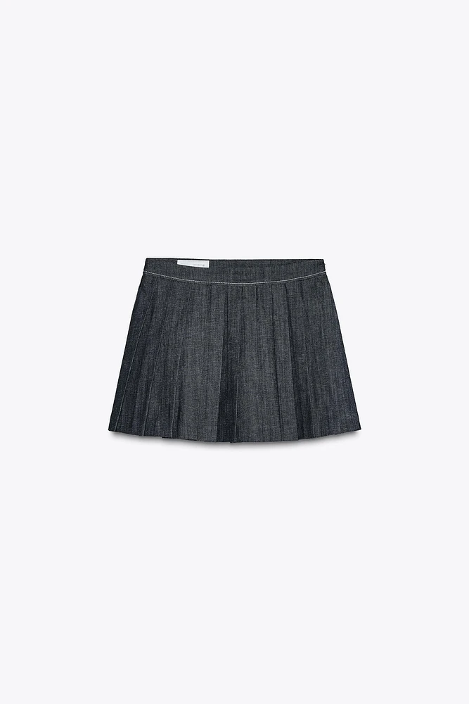 JUPE-CULOTTE Z1975 EN JEAN À PLIS