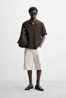 RIBBED TEXTURED POLO SHIRT