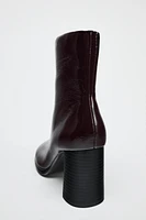 FAUX PATENT LEATHER HEELED ANKLE BOOTS