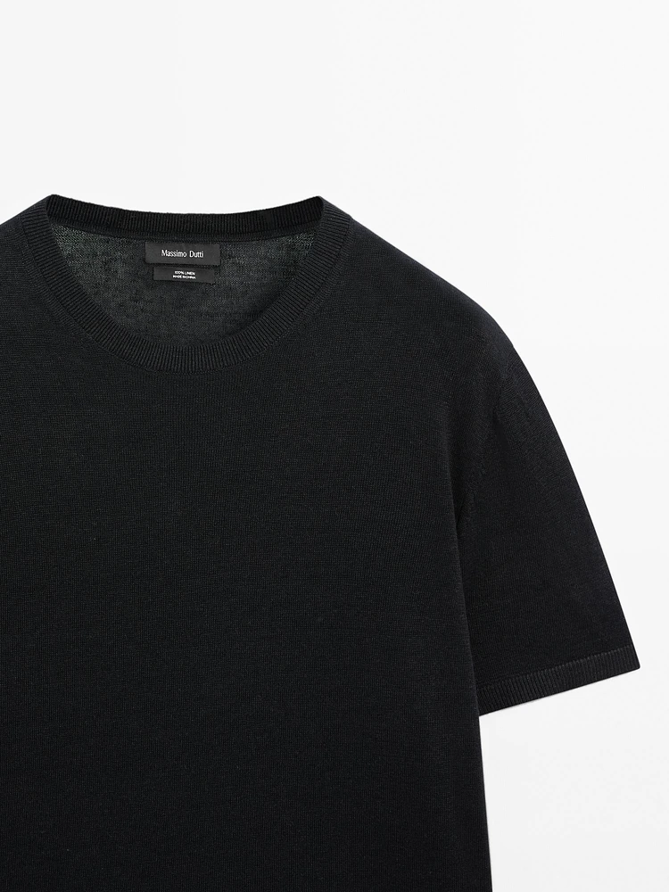 T-shirt en maille à manches courtes 100 % lin
