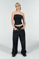 MID-RISE STUDDED TRF RELAXED JEANS