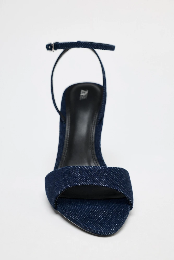 HIGH-HEELED DENIM SANDALS