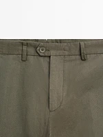 Cotton and linen tapered fit trousers