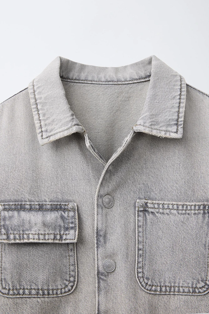 WASHED EFFECT POCKET OVERSHIRT