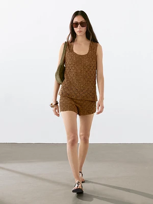 Short crochet cuir finition daim