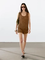 Short crochet cuir finition daim