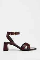 BUCKLED WIDE HEELED SANDALS