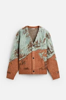 BRUSHED TEXTURE JACQUARD CARDIGAN