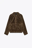 100% SUEDE BOMBER JACKET WITH POCKETS