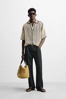 CROCHET TEXTURED POLO SHIRT