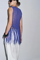 FRINGED CROCHET KNIT TOP