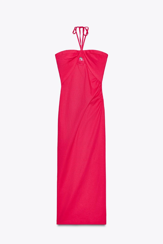 ROBE MIDI AJOURÉE AVEC LIN