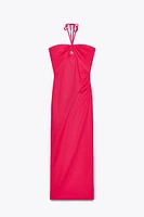 ROBE MIDI AJOURÉE AVEC LIN