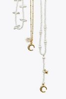 LOT DE 3 COLLIERS PERLES SOLEIL LUNE