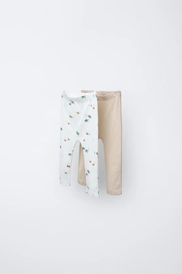 LOT DE DEUX LEGGINGS EN MAILLE POINTELLE MER