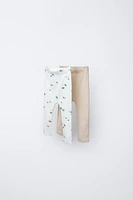 LOT DE DEUX LEGGINGS EN MAILLE POINTELLE MER