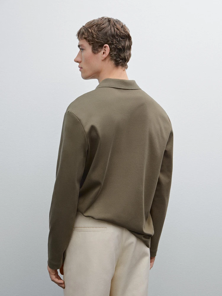 Knit cotton polo sweater