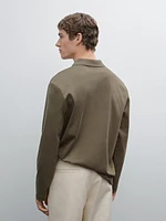 Knit cotton polo sweater