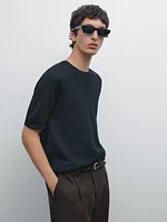 100% cotton short sleeve knit sweater