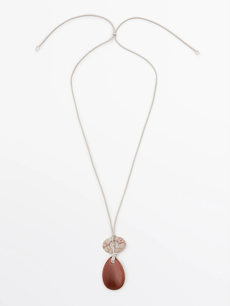 Collier corde en cuir avec pierres