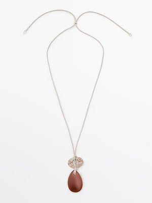 Leather cord necklace with stones