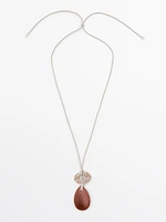 Collier corde en cuir avec pierres