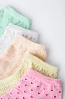 LOT DE CINQ PAIRES SOCQUETTES CŒURS ET STRUCTURE