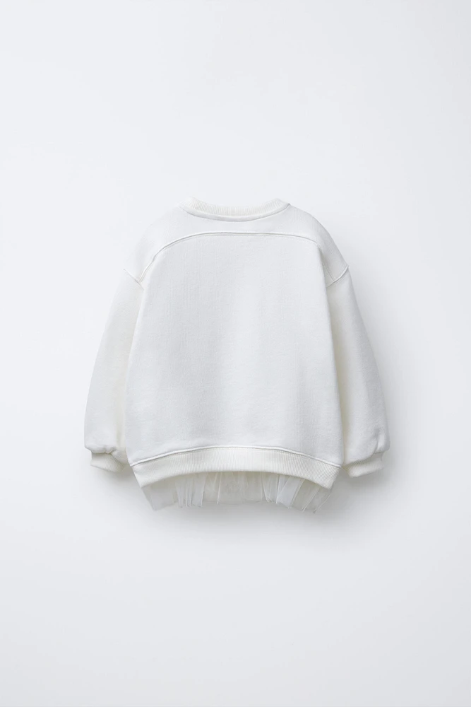 ORGANZA FLORAL SWEATSHIRT