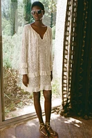 POINTELLE KNIT RUFFLE DRESS