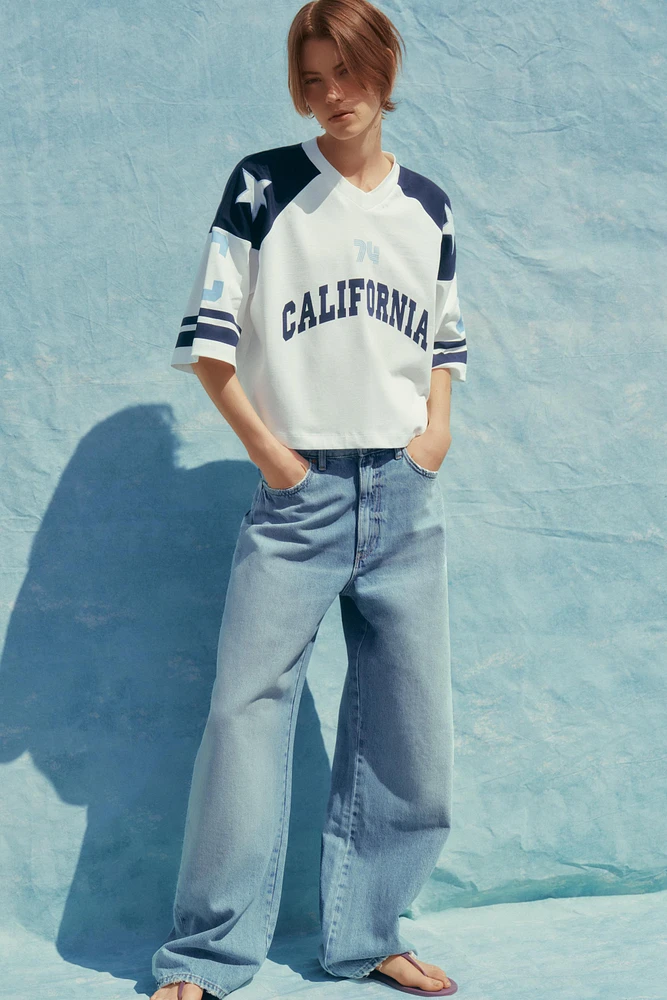 PRINTED ELBOW SLEEVE T-SHIRT