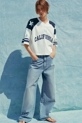 PRINTED ELBOW SLEEVE T-SHIRT