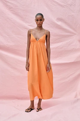ROBE MIDI FLUIDE À BRETELLES