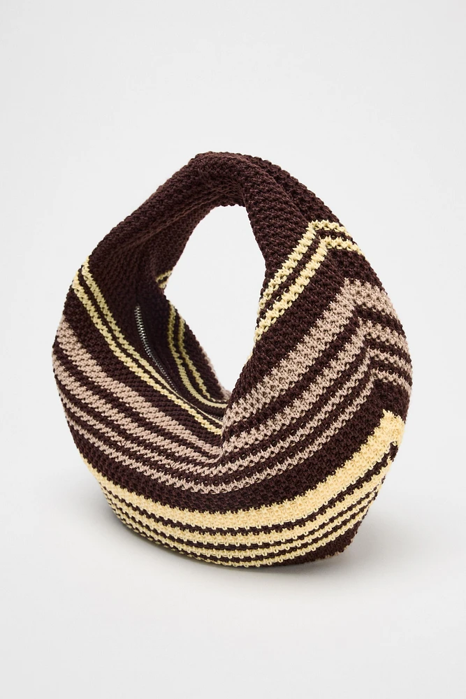 STRIPED CROCHET BUCKET BAG